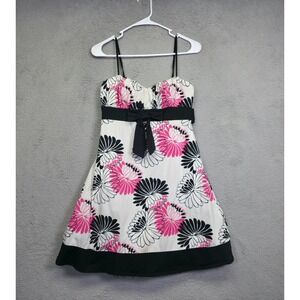 Y2K Ruby Rox Mini Dress Sz 7 White Floral Babydoll HOCO Coquette Festival Summer